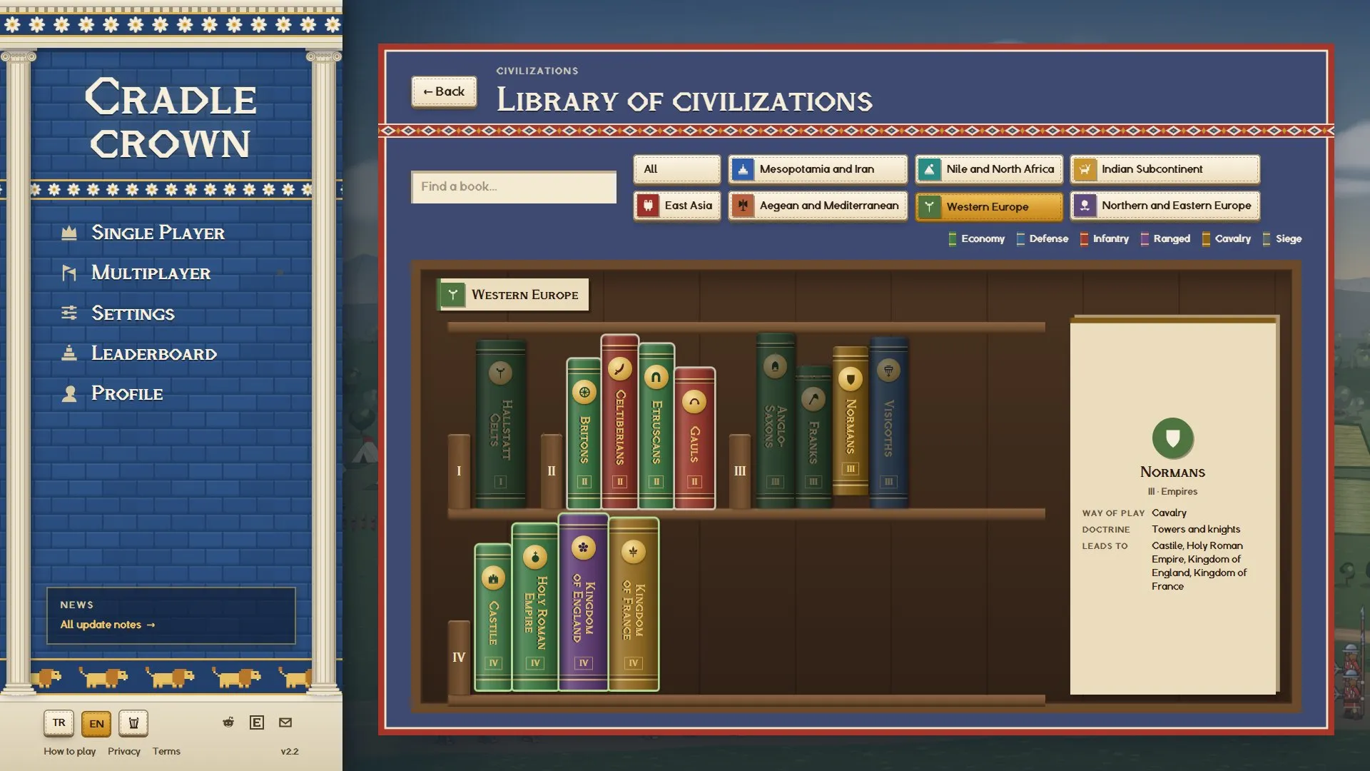 The Western Europe shelf in the library at 1920×1080